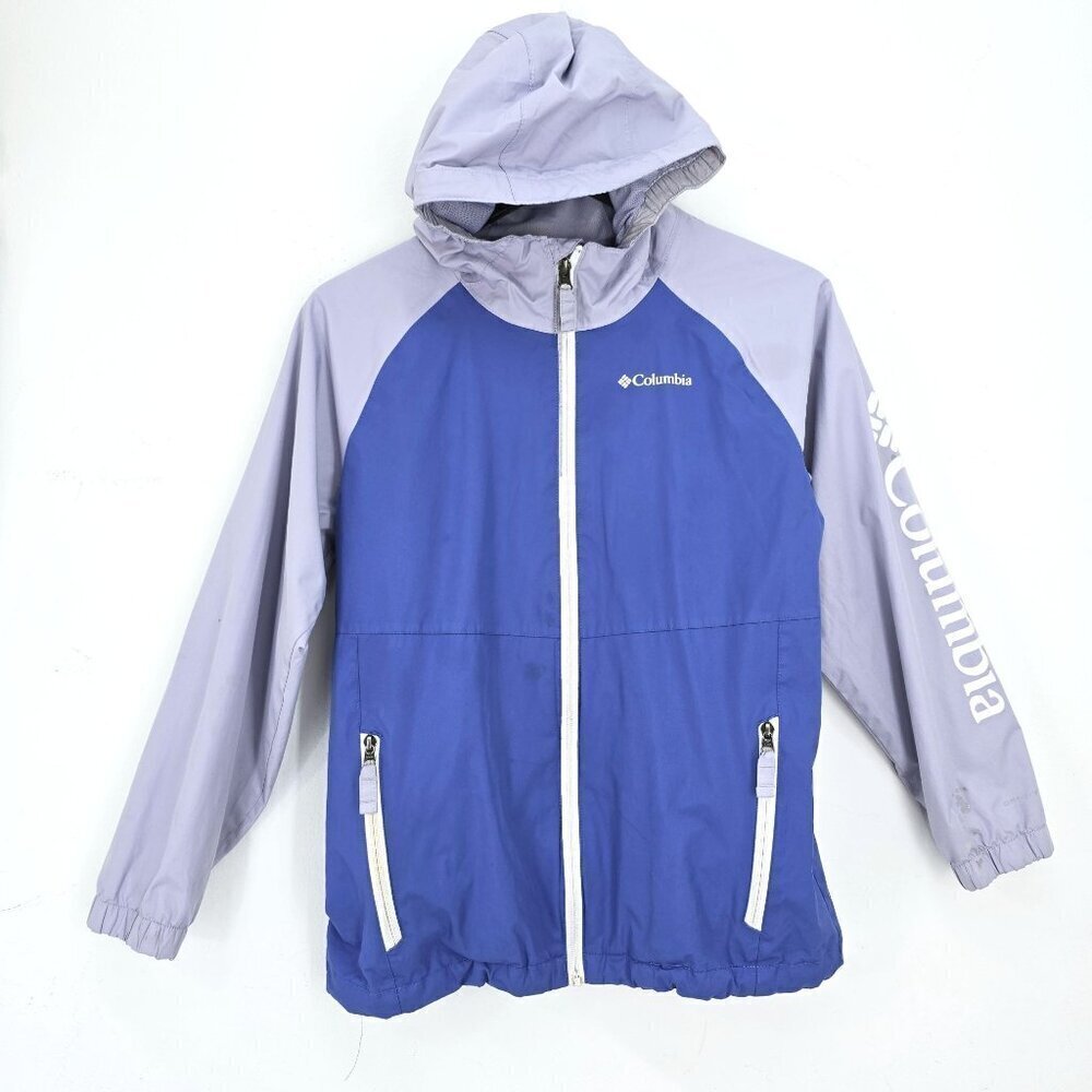 Columbia Purple Color Block Purple Kids Rain Jacket Size Large 14/16